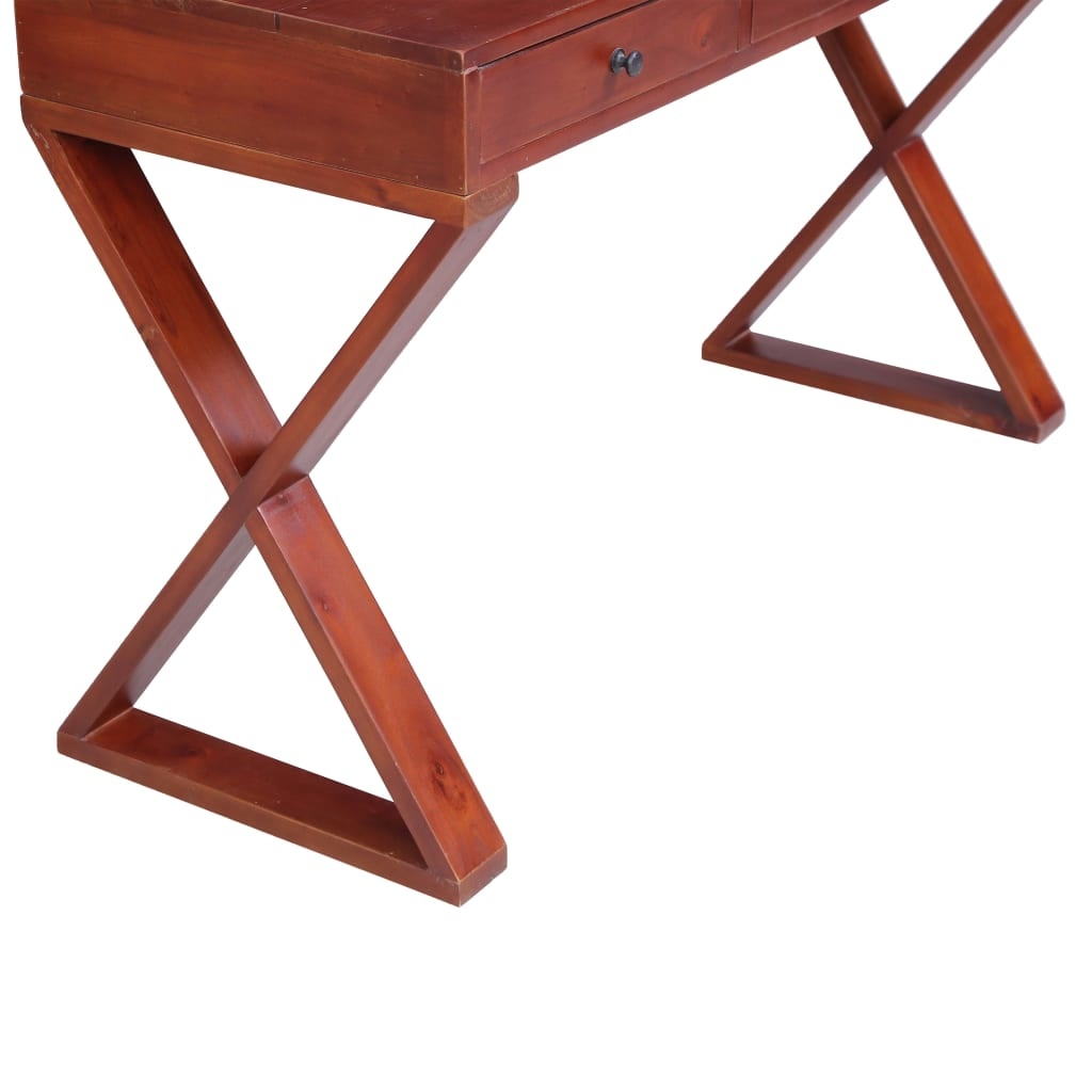 VidaXL Computerbureau 132x47x77 cm massief mahoniehout bruin