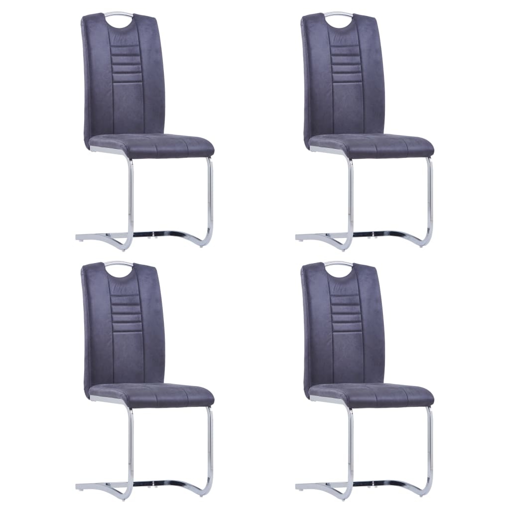 VidaXL Eetkamerstoelen 4 st kunstsuède grijs