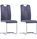 VidaXL Eetkamerstoelen 2 st kunstsuède grijs