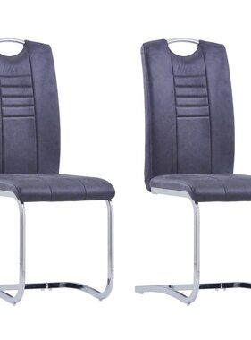 VidaXL Eetkamerstoelen 2 st kunstsuède grijs