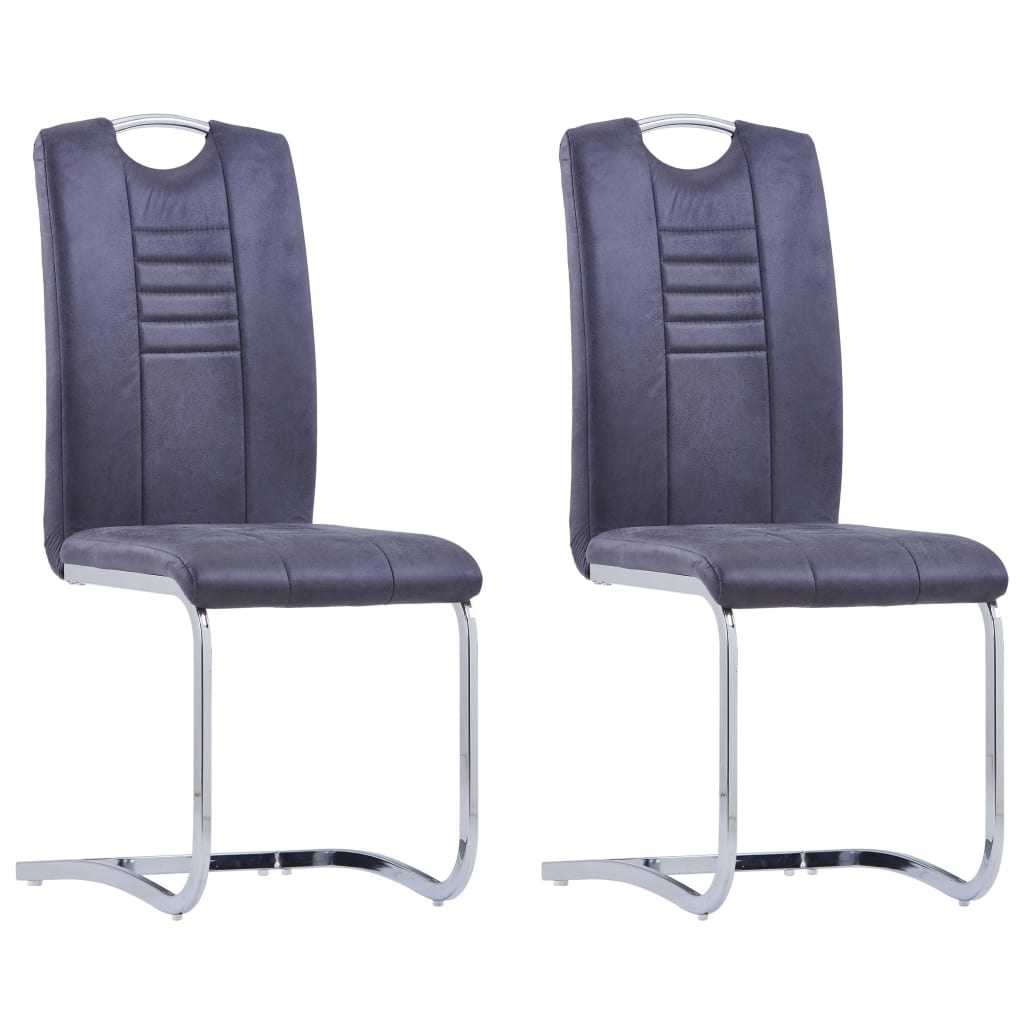 VidaXL Eetkamerstoelen 2 st kunstsuède grijs