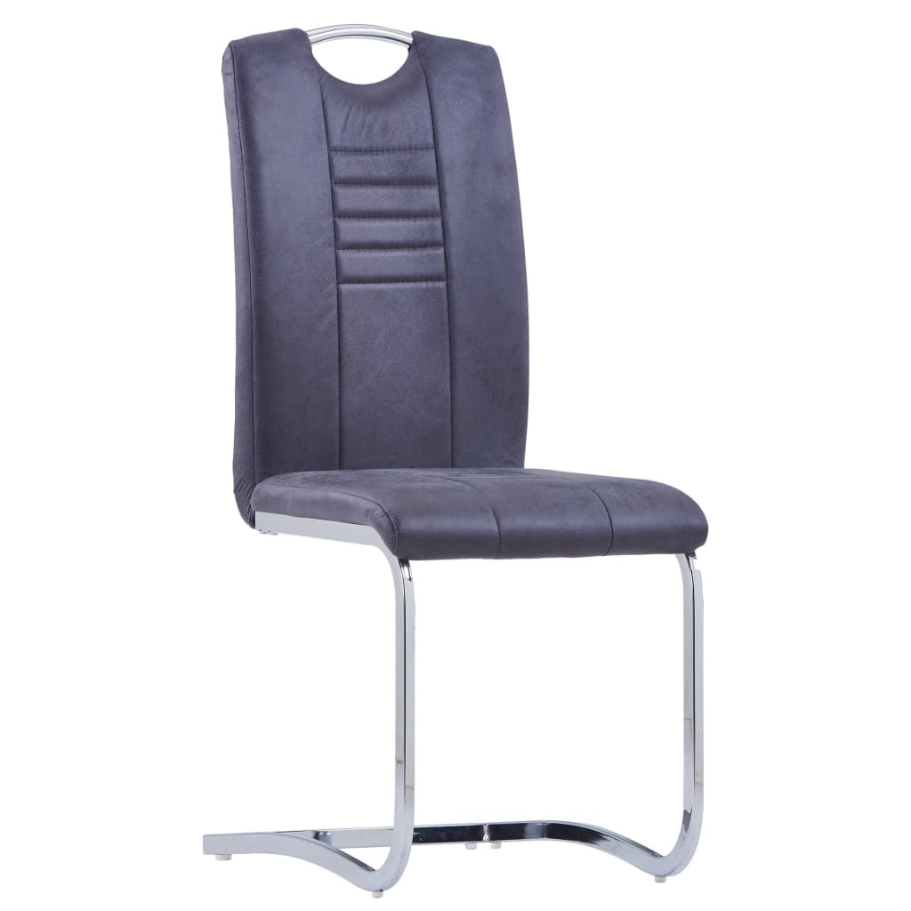VidaXL Eetkamerstoelen 2 st kunstsuède grijs