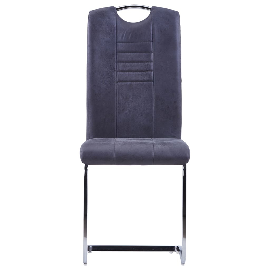 VidaXL Eetkamerstoelen 2 st kunstsuède grijs