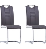 VidaXL Eetkamerstoelen 2 st kunstleer grijs