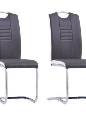 VidaXL Eetkamerstoelen 2 st kunstleer grijs