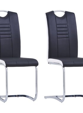VidaXL Eetkamerstoelen 2 st kunstleer zwart