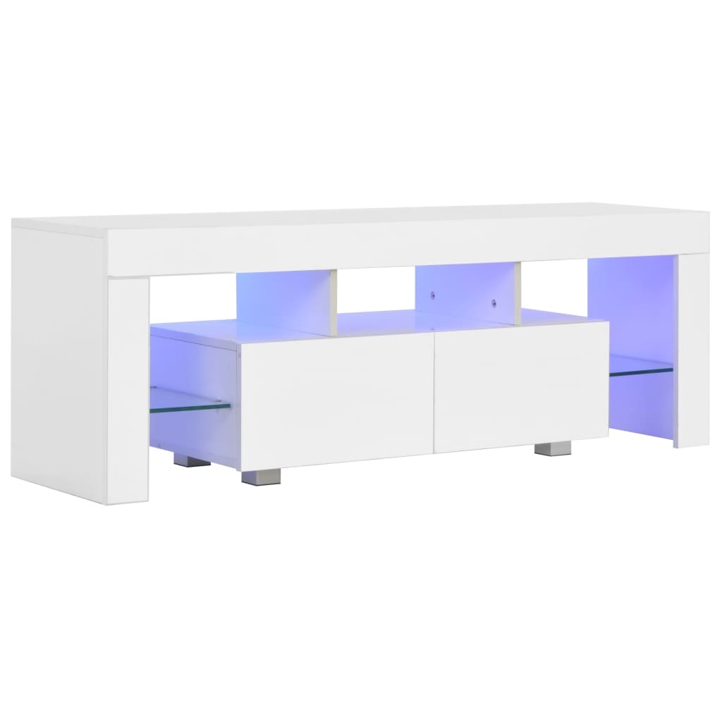 vidaXL Tv-meubel met LED-verlichting 130x35x45 cm hoogglans wit