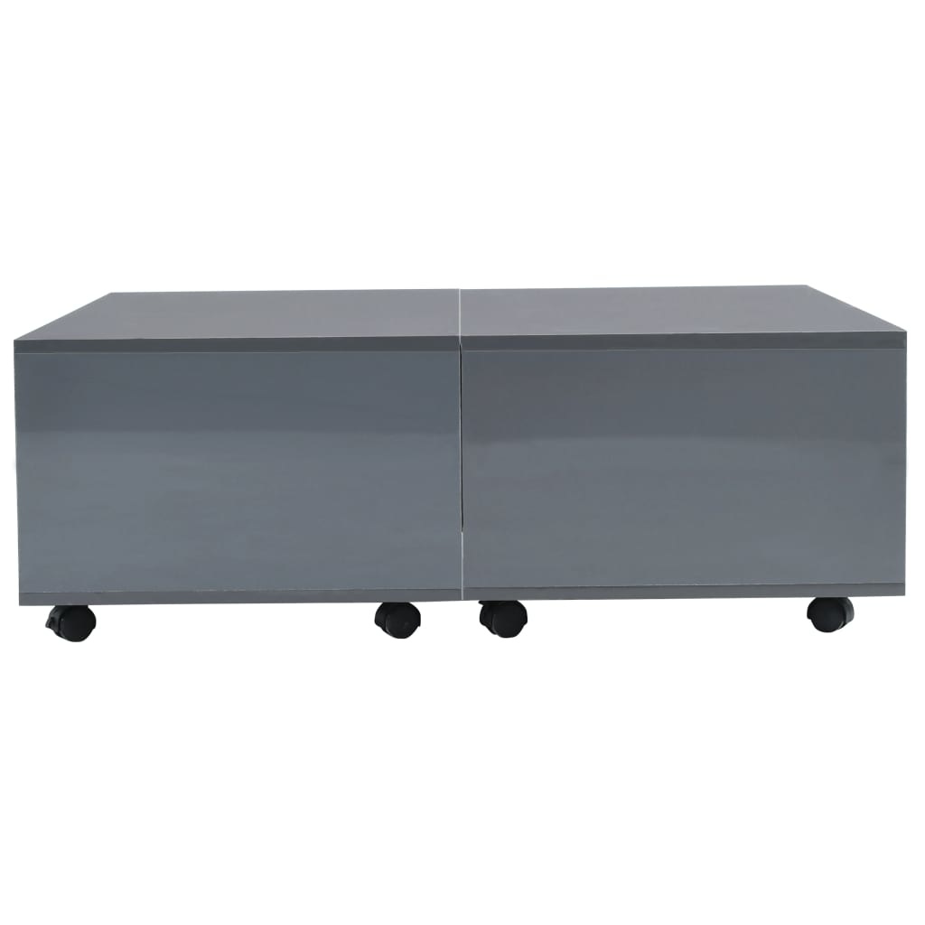 vidaXL Salontafel 100x100x35 cm hoogglans grijs