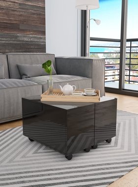 VidaXL Salontafel 60x60x35 cm spaanplaat hoogglans zwart