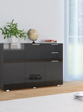 VidaXL Dressoir 107x35x76 cm hoogglans zwart