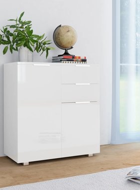 VidaXL Dressoir 71x35x76 cm spaanplaat hoogglans wit