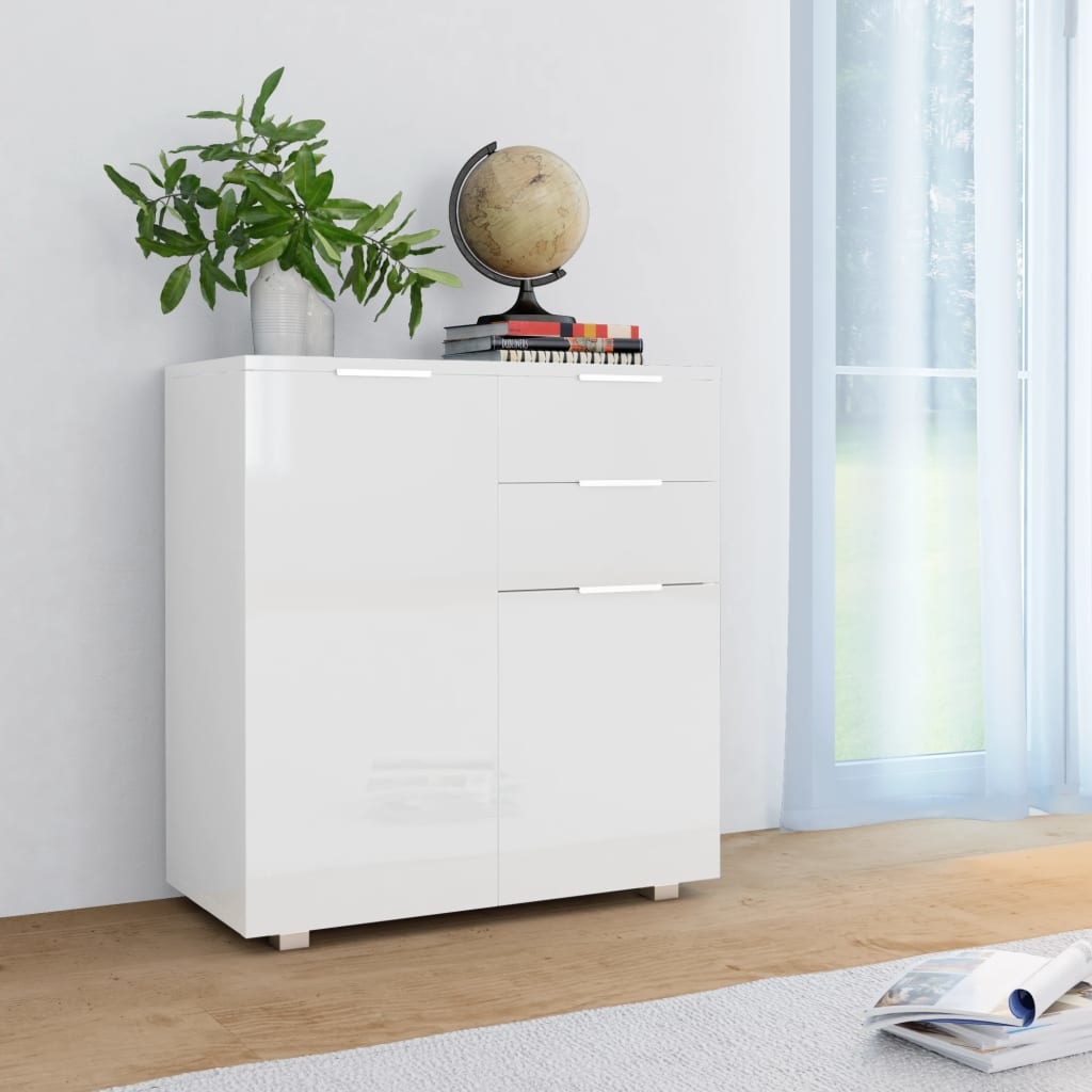 VidaXL Dressoir 71x35x76 cm spaanplaat hoogglans wit