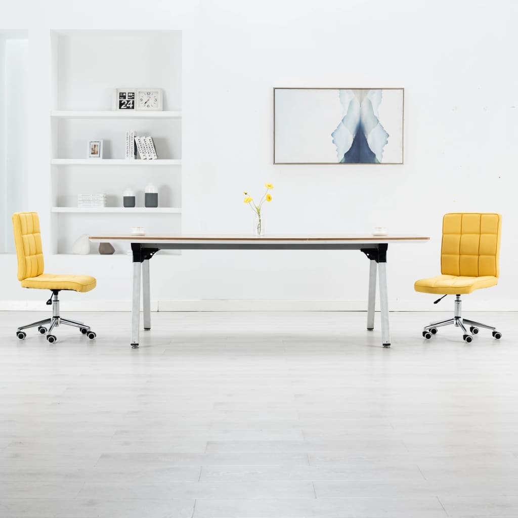 VidaXL Eetkamerstoelen 2 st stof geel