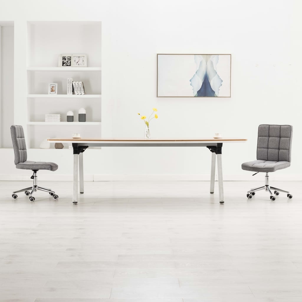 VidaXL Eetkamerstoelen 2 st stof lichtgrijs