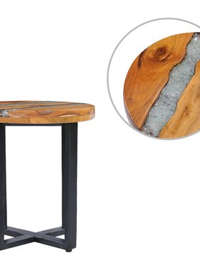VidaXL Salontafel 40x45 cm massief teakhout en polyresin