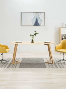 VidaXL Eetkamerstoelen draaibaar 2 st stof geel