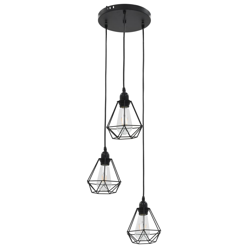 vidaXL Plafondlamp met diamantvorm 3xE27 zwart