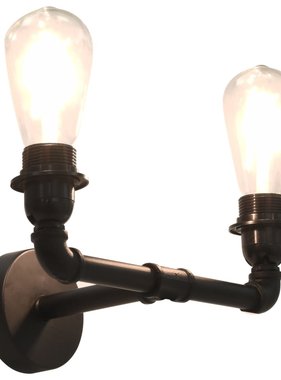 VidaXL Wandlamp tweevoudig 2xE27 zwart