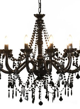 VidaXL Kroonluchter met kralen 12xE14 zwart