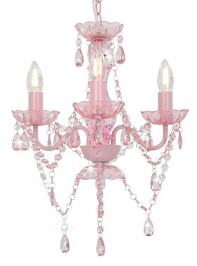 VidaXL Kroonluchter met kralen rond 3xE14 roze