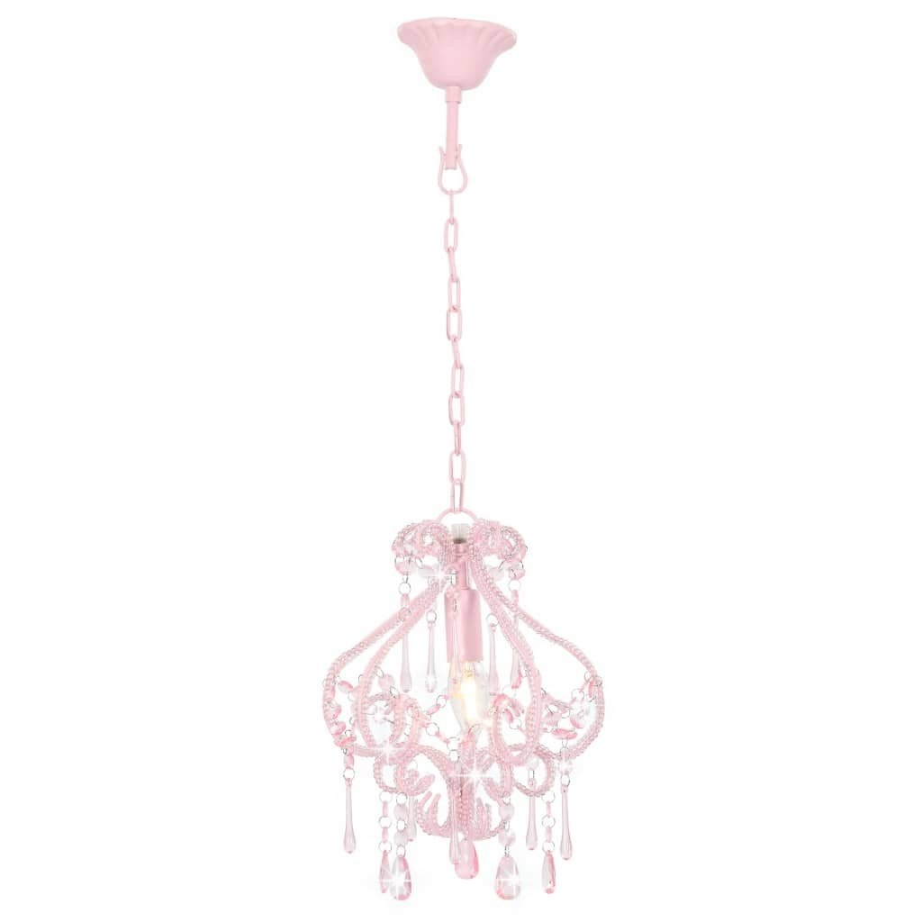 vidaXL Plafondlamp met kralen rond E14 roze