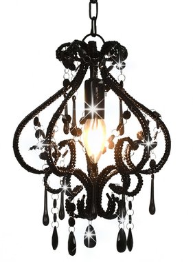 VidaXL Plafondlamp met kralen rond E14 zwart