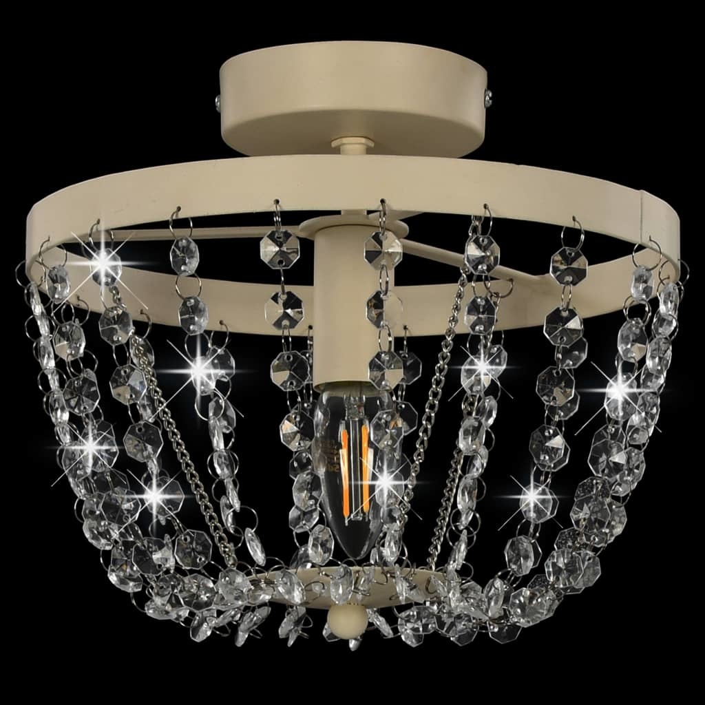 VidaXL Plafondlamp met kristallen kralen rond E14 wit