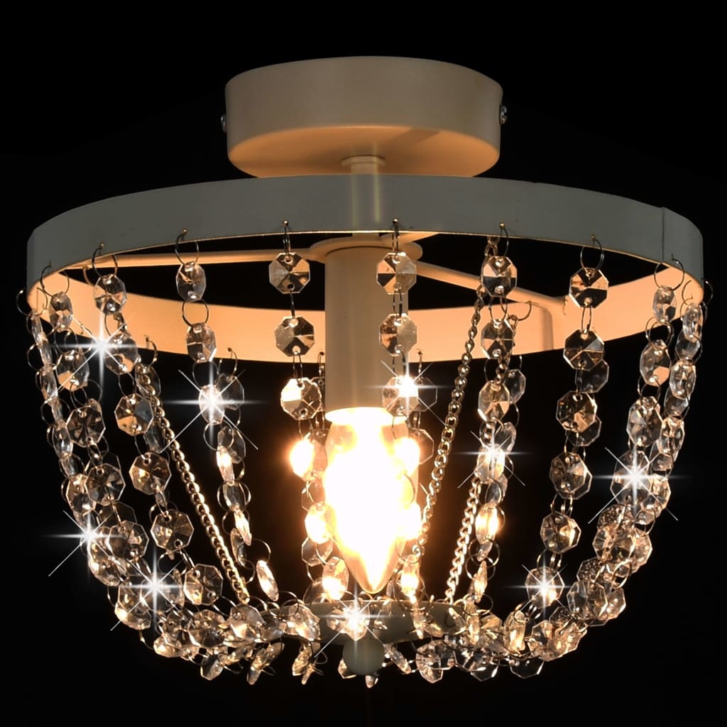 VidaXL Plafondlamp met kristallen kralen rond E14 wit