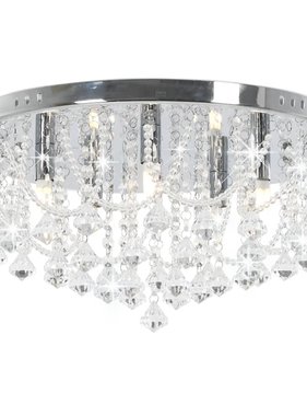 VidaXL Plafondlamp met kristallen kralen rond 4xG9 zilverkleurig