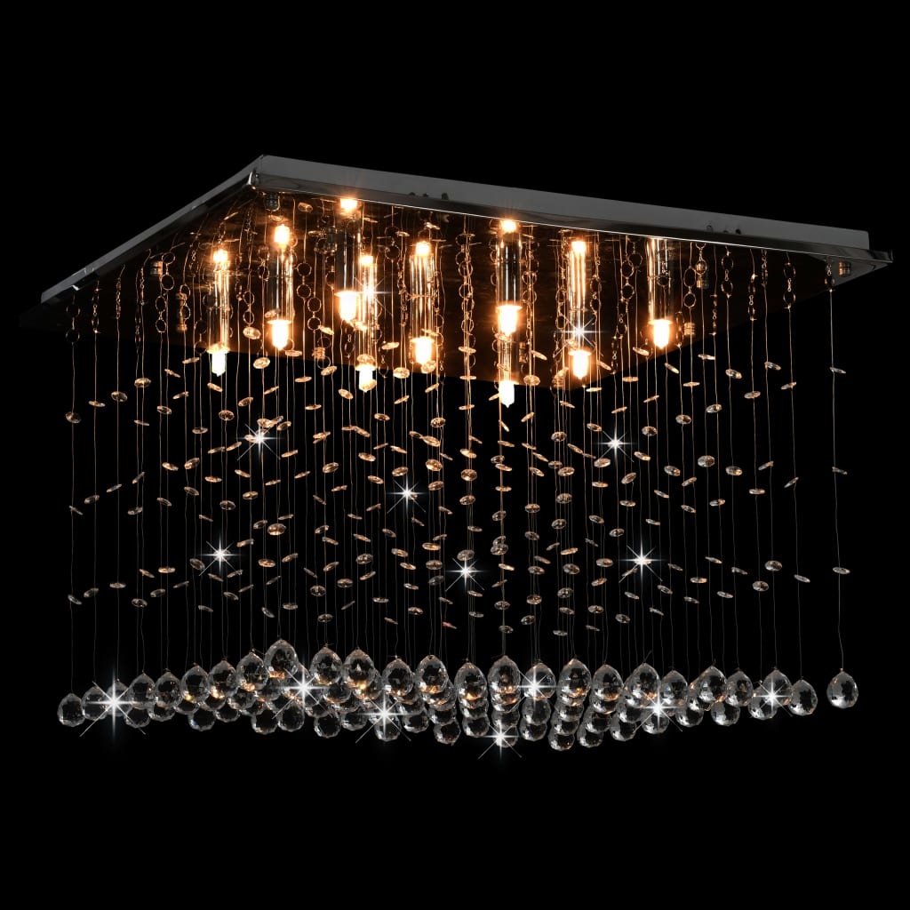 VidaXL Plafondlamp met kristallen kralen kubus G9 zilverkleurig