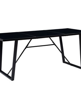 vidaXL Eettafel 180x90x75 cm gehard glas zwart