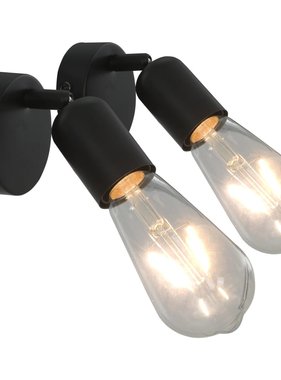 VidaXL Spotlights 2 st met filament peren 2 W E27 zwart