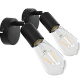 vidaXL Spotlights 2 st met filament peren 2 W E27 zwart