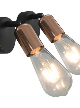 VidaXL Spotlights 2 st E27 zwart en koper