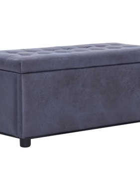 VidaXL Opberghocker 87,5 cm kunstsuède grijs
