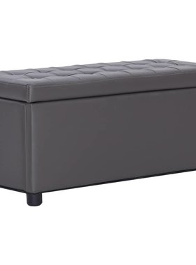 VidaXL Opberghocker 87,5 cm kunstleer grijs