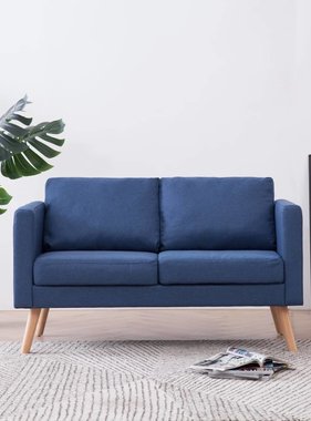 VidaXL Tweezitsbank stof blauw