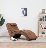 vidaXL Massage chaise longue met kussen kunstsuède bruin