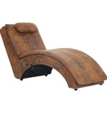 vidaXL Massage chaise longue met kussen kunstsuède bruin