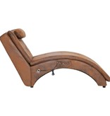 vidaXL Massage chaise longue met kussen kunstsuède bruin