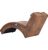 VidaXL Massage chaise longue met kussen kunstsuède bruin
