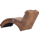 vidaXL Massage chaise longue met kussen kunstsuède bruin