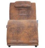 VidaXL Massage chaise longue met kussen kunstsuède bruin