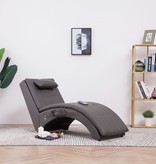 vidaXL Massage chaise longue met kussen kunstleer grijs