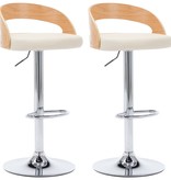 VidaXL Barstoelen 2 st kunstleer en gebogen hout crème