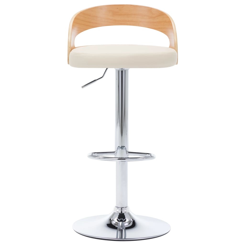 VidaXL Barstoelen 2 st kunstleer en gebogen hout crème