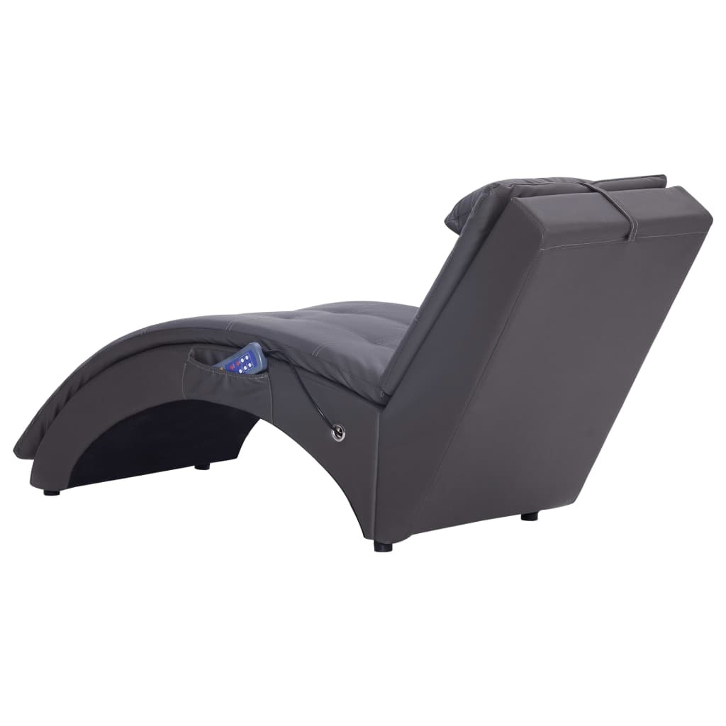 vidaXL Massage chaise longue met kussen kunstleer grijs