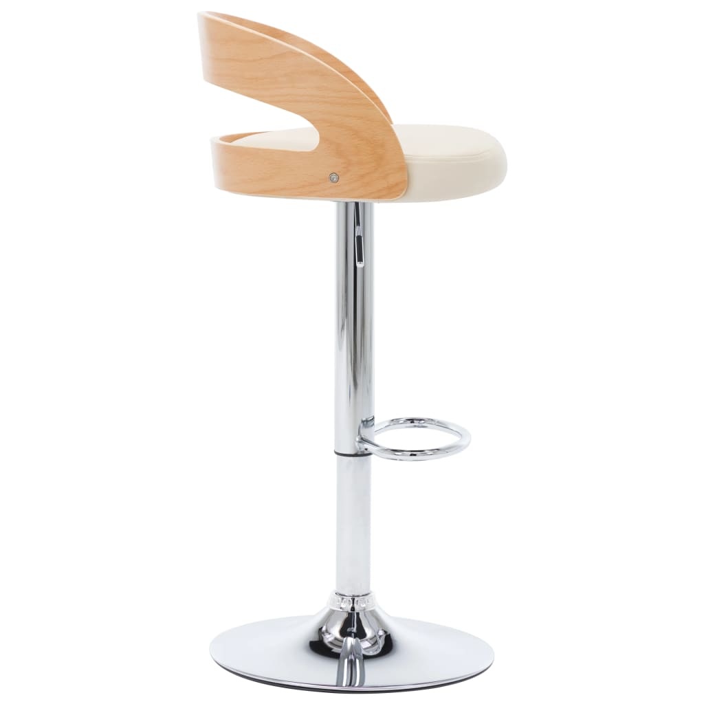VidaXL Barstoelen 2 st kunstleer en gebogen hout crème