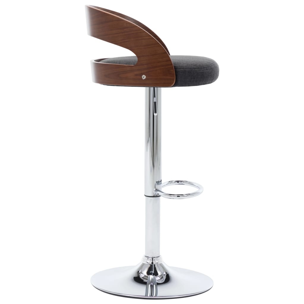 VidaXL Barstoelen 2 st stof en gebogen hout donkergrijs