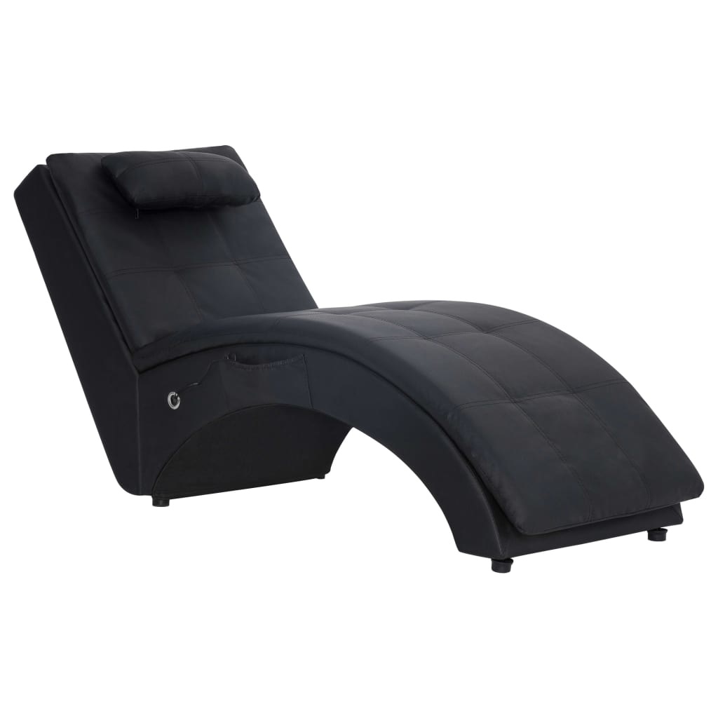 vidaXL Massage chaise longue met kussen kunstleer bruin